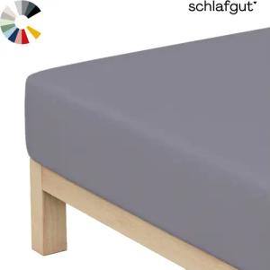 Schlafgut Spannbettlaken Basic Cotton Bettlaken, 160 g/m², 100% Baumwolle, Spannbetttuch, Jersey, Gummizug: rundum, (1 Stück), Spannbettlaken bis 22 cm Matratzenhöhe, bügelfrei und pflegeleicht