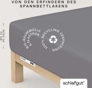 Schlafgut Spannbettlaken PURE Bio-Baumwolle mit Elasthan, dehnbar blickdicht, straff, Bettlaken, Jersey, Gummizug: rundum, (1 Stück), PREMIUM Laken für Matratzen bis 30cm Höhe, in 90x200, 140x200, 180x200