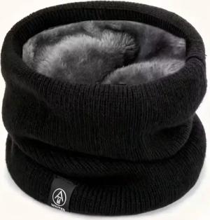 Schlauchschal Schwarz mit Fleece Futter Superwarm Dehnbar Ski Schal