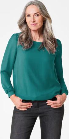 Schlupfbluse aus luftigem Chiffon - dunkelgrün - Gr. 46 von Goldner Fashion