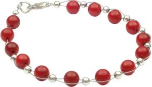 Schmuck Krone Silberarmband Armband aus Koralle rot, 20cm, Silber 925