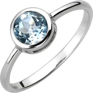 Schmuck Krone Silberring Solitär Ring 925 Silber mit Blautopas Topas blau hellblau, Silber 925