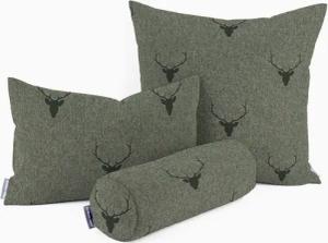 SCHÖNER LEBEN. Dekokissen Kissenhülle Jacquard Hirschkopf grün dunkelgrün SCHÖNER LEBEN.