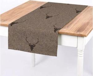 SCHÖNER LEBEN. Tischläufer SCHÖNER LEBEN. Tischläufer Jacquard Hirschkopf braun dunkelbraun, handmade