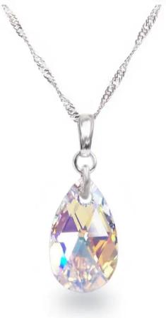 Schöner-SD Kette mit Anhänger Tropfen Kristall 22mm Silberkette Halskette 925 Silber (inkl. Etui), mit Markenkristall