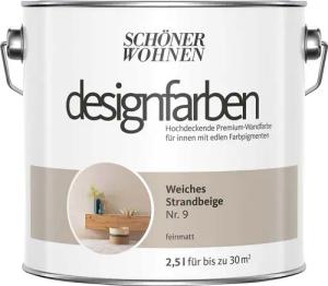 SCHÖNER WOHNEN FARBE Wandfarbe Schöner Wohnen Designfarben 2,5 Ltr. Weiches Strandbeige Nr. 9