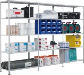 Schulte Anbauregal Schraubregal MULTIplus150 2500 x 1300 x 600 mm RAL 7035 lichtgrau 6 Fachböden