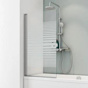Schulte Badewannenfaltwand 70x130 cm, Sicherheitsglas, (1 tlg), Duschwand für Badewanne, Dekor Querstreifen, pendelbar