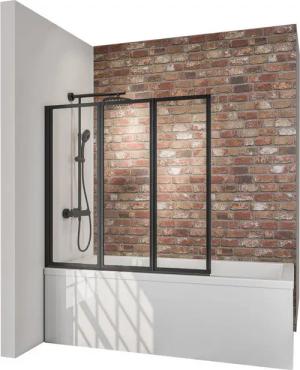 Schulte Badewannenfaltwand Black Style, 3-teilig, Sicherheitsglas, (3 tlg), 127 x 120 cm, Klebe-Montage, klar, schwarz