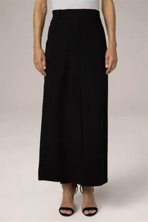 Schurwoll-Maxi-Rock mit Schlitz in Schwarz