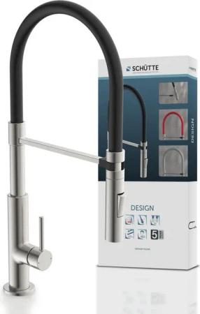 Schütte Spültischarmatur Design ausziehbar, 360° schwenkbar, Edelstahloptik/Schwarz, Hochdruck