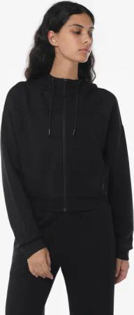 schwarzes Damen-Sweatshirt aus synthetischem Material für Fitness