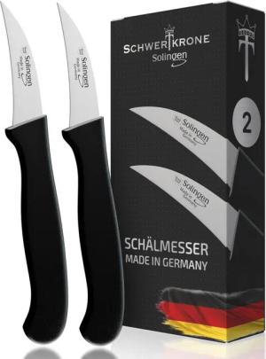 Schwertkrone Kochmesser Messer Solingen Küchenmesser Schälmesser 2er Gemüsemesser, Premium Quality Allzweckmesser Germany rostfrei Dünnschliff