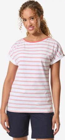 Segelshirt kurzarm Damen 100 weiß/rosa