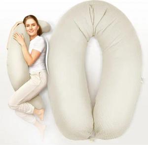 SEI Design Stillkissen Seitenschläferkissen XXL Babynest - Baby Erstausstattung Neugeborene, Schwangerschaftskissen mit Bezug, Schwangerschaftskissen mit Bezug, Bezug aus Musselin BIO Baumwolle