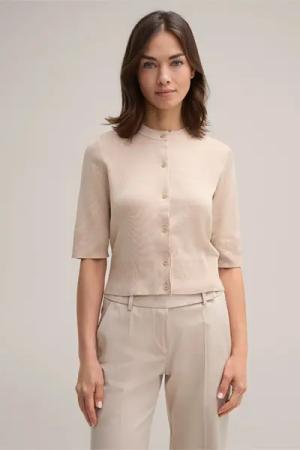 Seiden-Baumwollmix-Cardigan in Hellbeige