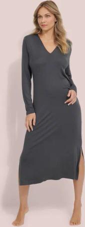 Seidig schimmerndes Nachthemd - anthrazit - Gr. M von Goldner Fashion