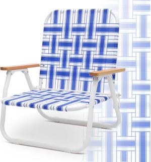 Sekey Campingstuhl Campingstuhl Faltbar Strandstuhl Klappstuhl mit Buchenholz-Armlehnen