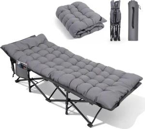 Sekey Feldbett Campingbett klappbar Campingliege Angelliege Klappbett bis 200 kg 190 x 71 x 35 cm Klappbett mit dicker Matratze, für Strand Outdoor