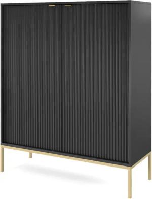 Selsey Highboard VELLORE, 2-türig mit 6 Fächern, goldenem Gestell, 125 cm hoch