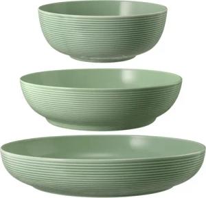 Seltmann Weiden Schale Seltmann Weiden Beat Salbeigrün Foodbowl Set 3tlg. 20/25/28 cm, Porzellan, (3 Schüsseln)