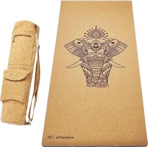 Set Yogamatte aus Kork und Gummi  5 mm  + Korkbeutel – Elefant