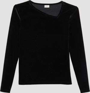 Shirt aus Glitter-Samt mit asymmetrischem Kragen