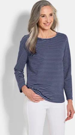 Shirt im 3er-Pack aus Baumwoll-Jersey - marine / cremeweiß / marine / geringelt - Gr. 22 von Goldner Fashion