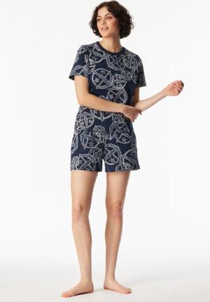 Shirt kurzarm Statement-Druck blau-weiß - SCHIESSER 150 Years 40