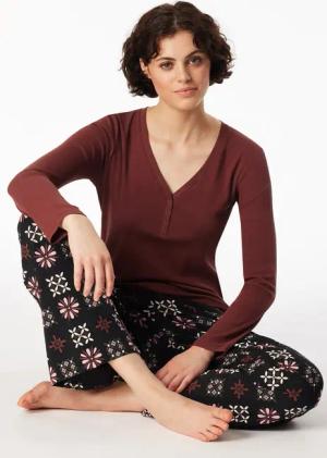 Shirt langarm Doppelripp Druckknöpfe burgund - Mix+Relax 36