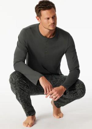 Shirt langarm Knopfleiste dunkelgrün - Mix+Relax 48