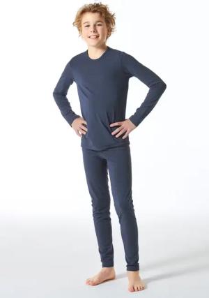 Shirt langarm unisex wärmend jeansblau - Thermo 98