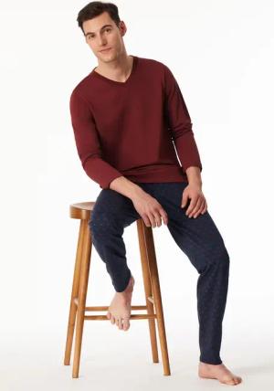 Shirt langarm V-Ausschnitt burgund - Mix+Relax 58