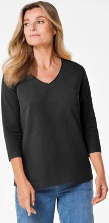 Shirt mit V-Ausschnitt - schwarz - Gr. 38 von Goldner Fashion