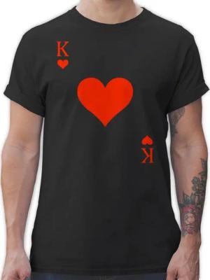 Shirtracer T-Shirt Herz König Spielkarte I King Queen Kartenspiel Karneval Herzkönig Spie Karneval & Fasching