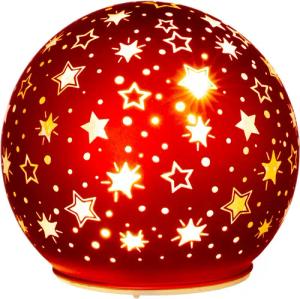 SIKORA Dekoobjekt DK30 LED Glas Nachtlicht Leuchtkugel Sternen Motiv mit Timer Funktion, mit rundum Sternenmotiv und 5h-Timer Funktion