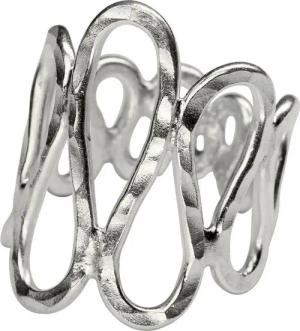 SILBERMOOS Silberring Gehämmerter Ring in Wellenstruktur, 925 Sterling Silber