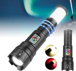 SinLaw LED Taschenlampe Multifunktionale LED-Taschenlampe, Taschenlampe mit hoher Lumenzahl (1-St), 2-in-1-Zoom-Taktiktaschenlampe, wasserdicht