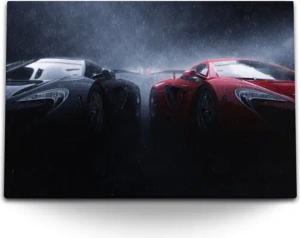 Sinus Art Leinwandbild 120x80cm Wandbild auf Leinwand Sportwagen Supercar Ultracar Auto Regen, (1 St)
