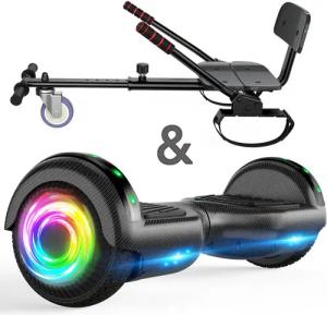 SISIGAD Balance Scooter Kart HY-A02 6,5 Zoll Dualmotorräder, Hoverboard mit kart,LED, Bluetooth, 10 km/h, Hoverboards mit Sitz&LED-Licht und Bluetooth