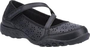 Skechers Breathe Easy Playground Poppies Mädchenschuhe Aus Schwarzem Leder