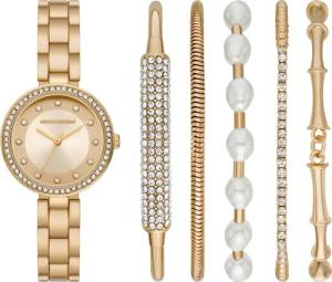 Skechers Quarzuhr BRACELET GLITZ SET SR9084, (Set, 6-tlg., mit 5 Schmuckarmbändern), Armbanduhr, Damenuhr, analog, Glassteine, Geschenkidee