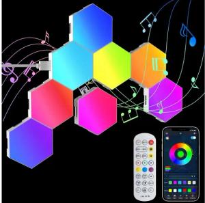 skelo LED Wandleuchte LED Sechseck Gaming Wandleuchte, 6-20PCS Hexagon RGB LED Panel, Gamer Lampe, Sechseck Waben Gaming Deko Wand Licht, Led Hexagon, Farbwechsel, Helligkeitseinstellung, Geschwindigkeitskontrolle, Zeiteinstellung und Musiksynchronisation