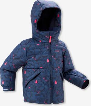 Skijacke Daunenjacke Kinder sehr warm wasserdicht - 100 Grafik blau/rosa