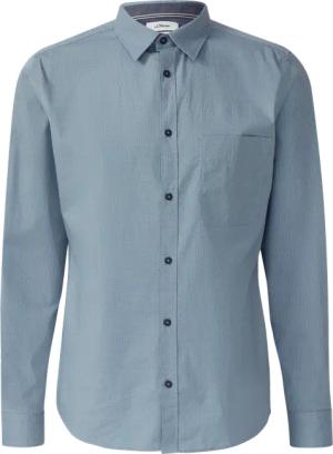 Slim Fit: Fein gemustertes Baumwollhemd mit Kentkragen