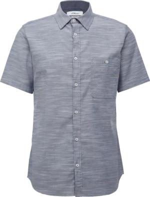 Slim Fit: Kurzarm-Hemd aus Baumwollstretch mit Flammgarnstruktur