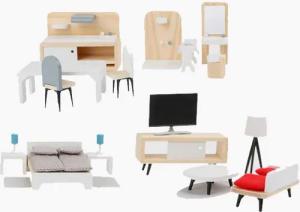 Small Foot Puppenhausmöbel Puppenhausmöbel Komplett-Set (spar packung, 28tlg., Wohnzimmer, Küche, Schlafzimmer und Badezimmer), Wohnzimmer, Küche, Schlafzimmer und Badezimmer 28 Teile