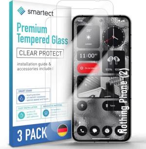 smartect Displayschutzglas Schutzglas Panzerfolie Klar für Nothing Phone (2), Set, 3 Stück, Schutzfolie Glasschutz Bildschirm
