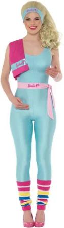 Smiffys Kostüm Aerobic Barbie, Komplettkostüm mit Perücke für sportliche Puppen