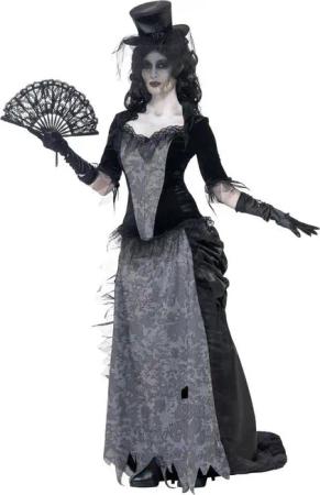 Smiffys Vampir-Kostüm Geisterstadt Lady, Schickes Kleid für Geister, Vampire oder untote Steampunker!